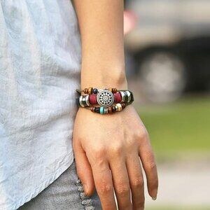 Boho Bohemia Wind Beaded Multi Layer Hand Woven Bracelet Jewelry w Pendant